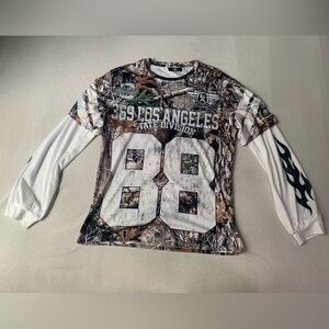 camo graphic long sleeve shirt